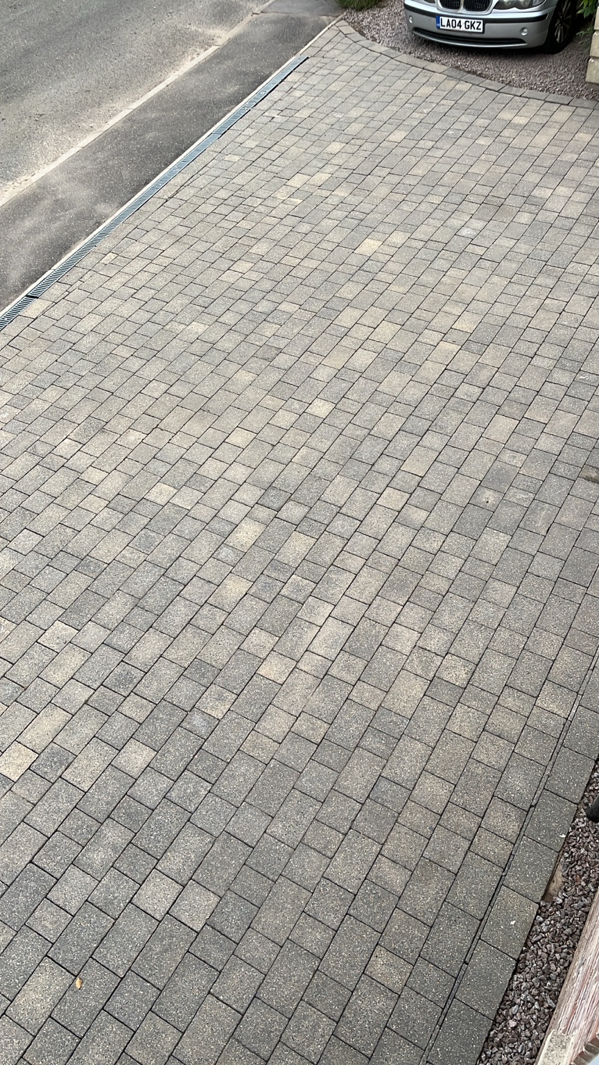 Freshly pressure-washed block-paved driveway by South Holland Window Cleaning Services in Lincolnshire